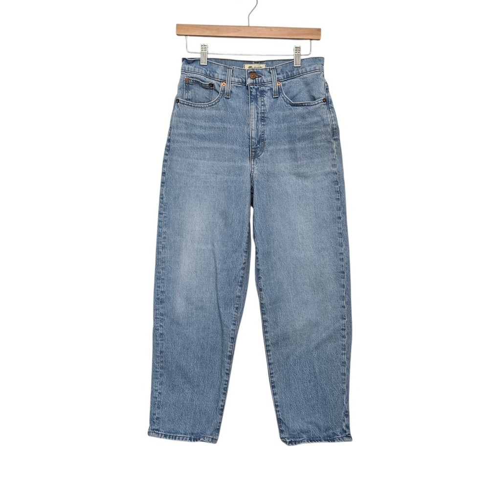 Madewell Balloon Jeans High Rise Curved Leg Light Wash Denim Size 26